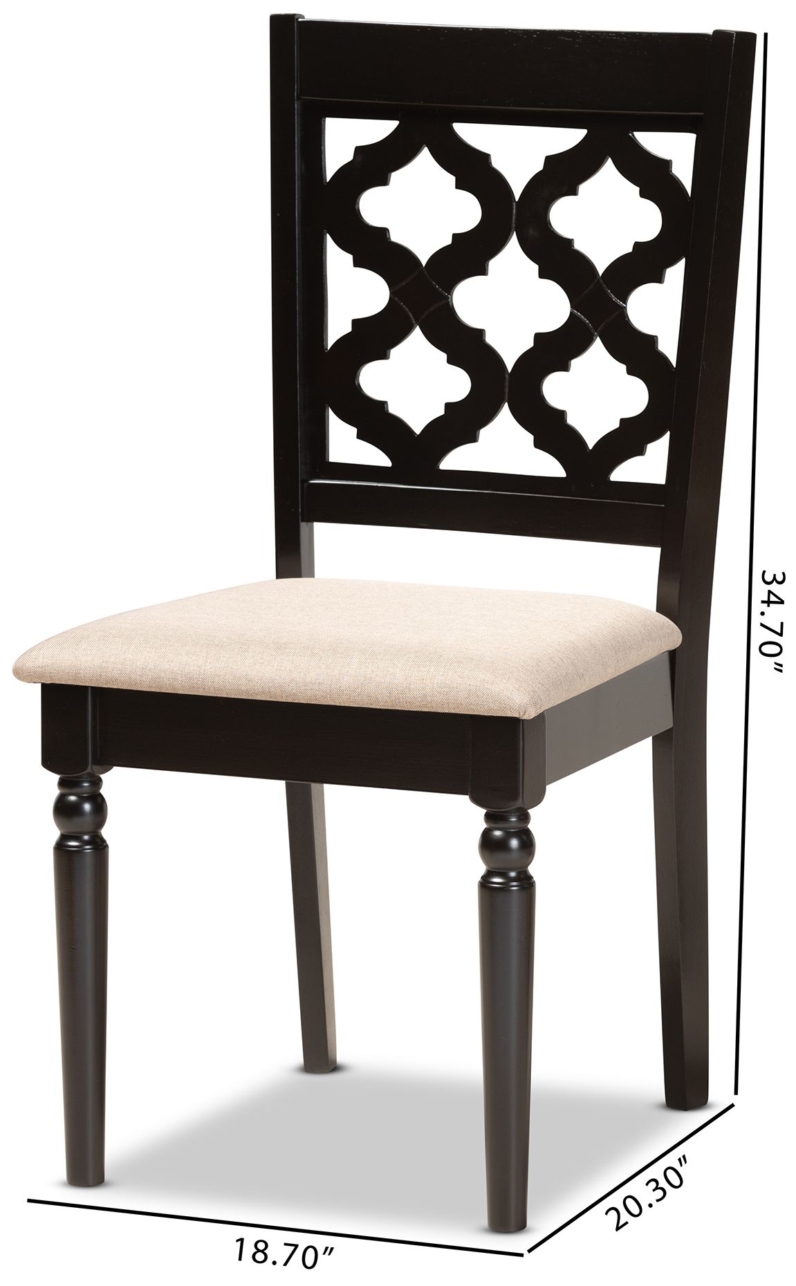 Baxton Studio Ramiro Sand Fabric Upholstered Wood 2-Piece Dining Chair Set