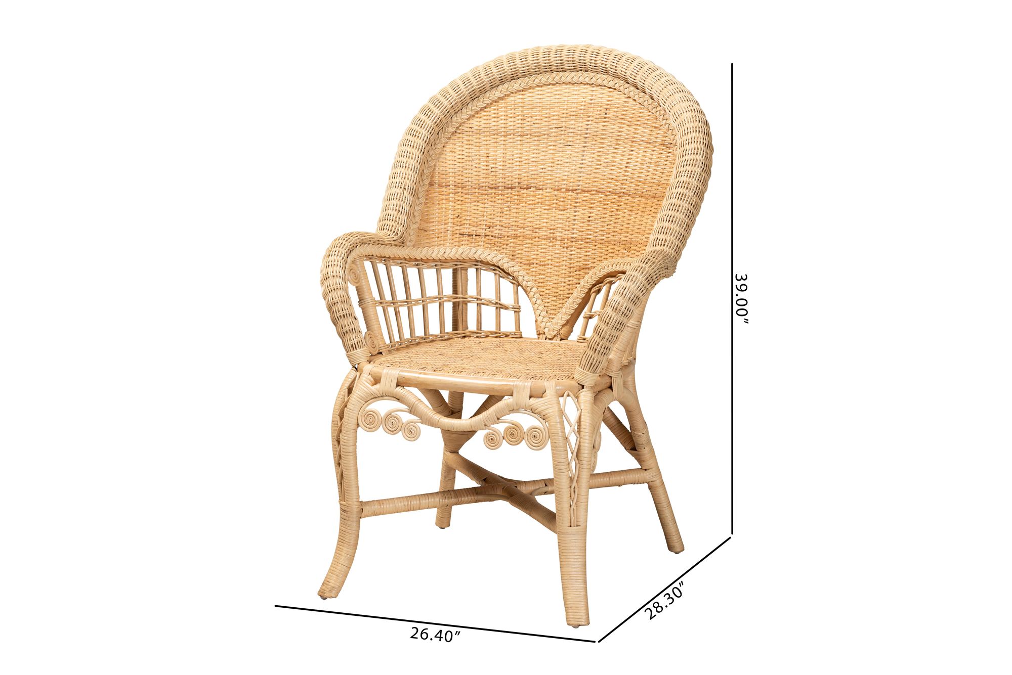 Baxton Studio Ratu Natural Brown Rattan Accent Chair