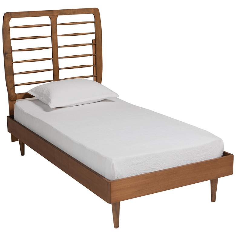 Image 2 Baxton Studio Rayna Walnut Brown Wood Twin Size Platform Bed