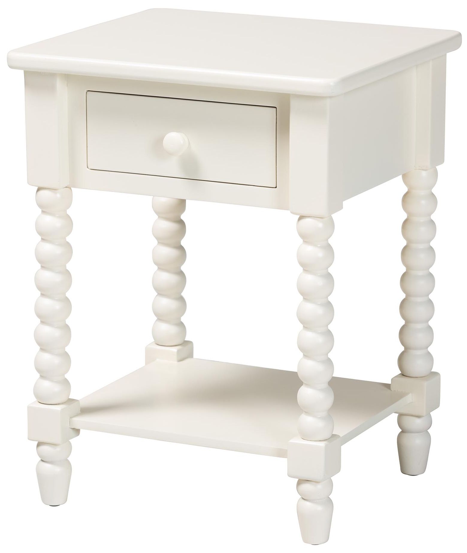 Image 2 Baxton Studio Raynera End Table with Bobbin Legs - 1 Drawer Accent Table