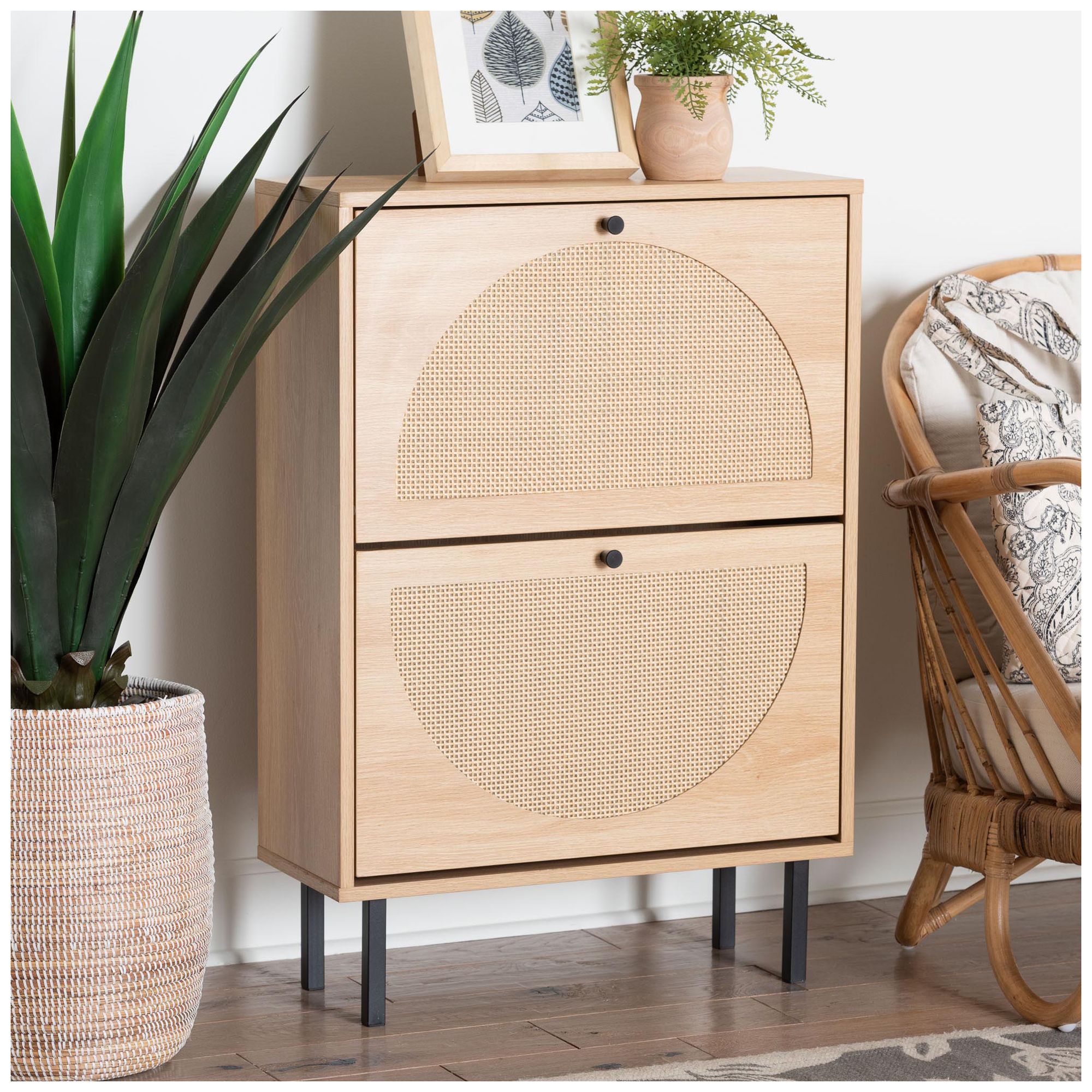 Image 2 Baxton Studio Remus Wood Shoe Cabinet - 12-Pair Shoe Storage Organizer more views