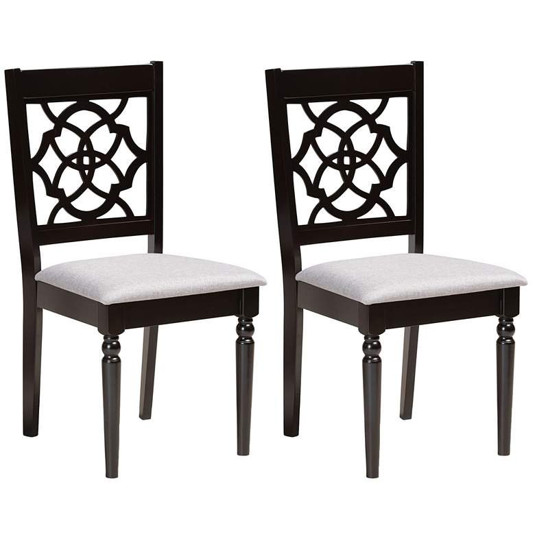 Image 1 Baxton Studio Renaud Grey Fabric Upholstered Wood 2-Piece Dining Chair Set