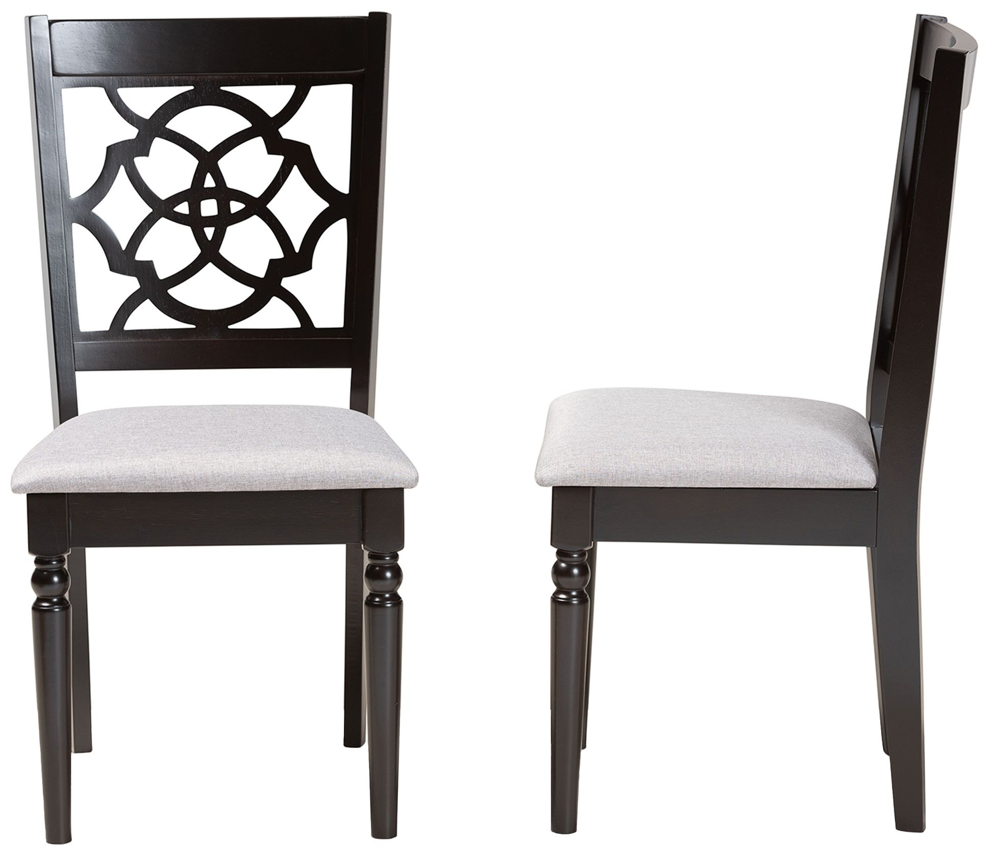 Image 4 Baxton Studio Renaud Grey Fabric Upholstered Wood 2-Piece Dining Chair Set more views