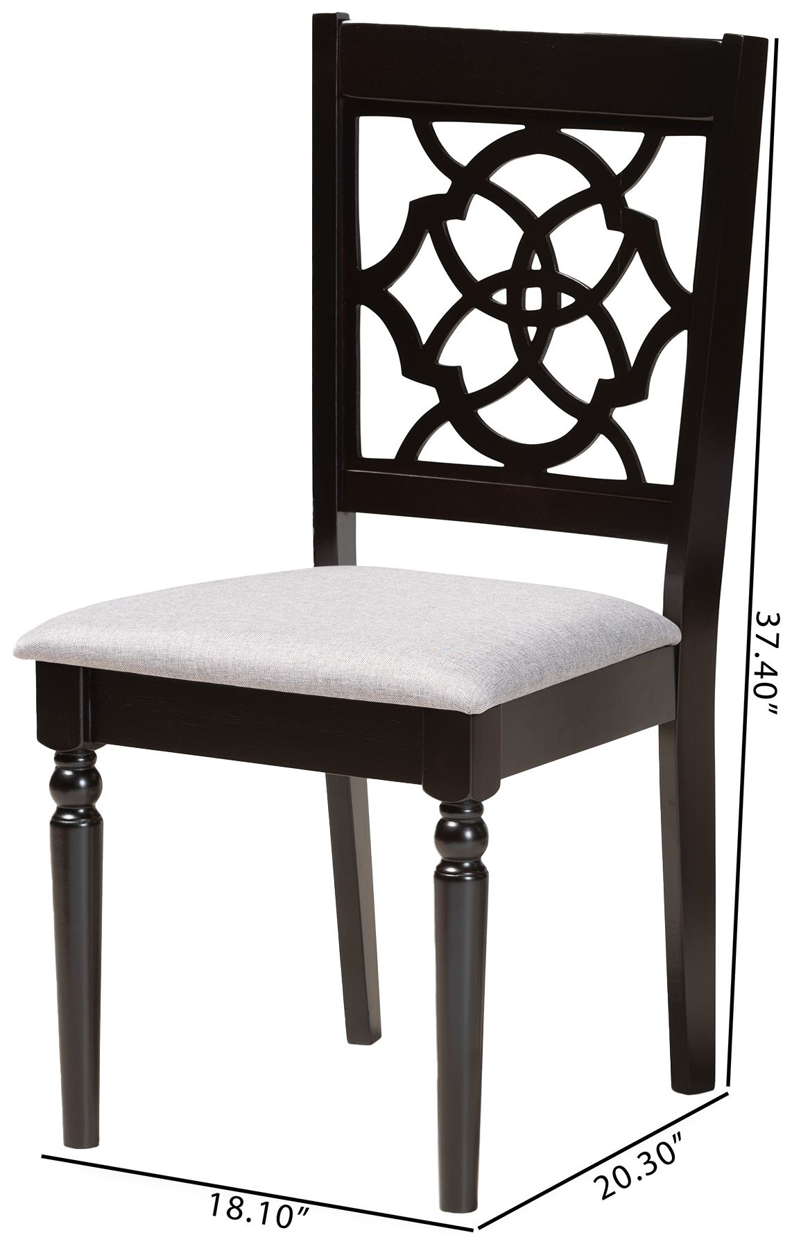 Image 7 Baxton Studio Renaud Grey Fabric Upholstered Wood 2-Piece Dining Chair Set more views