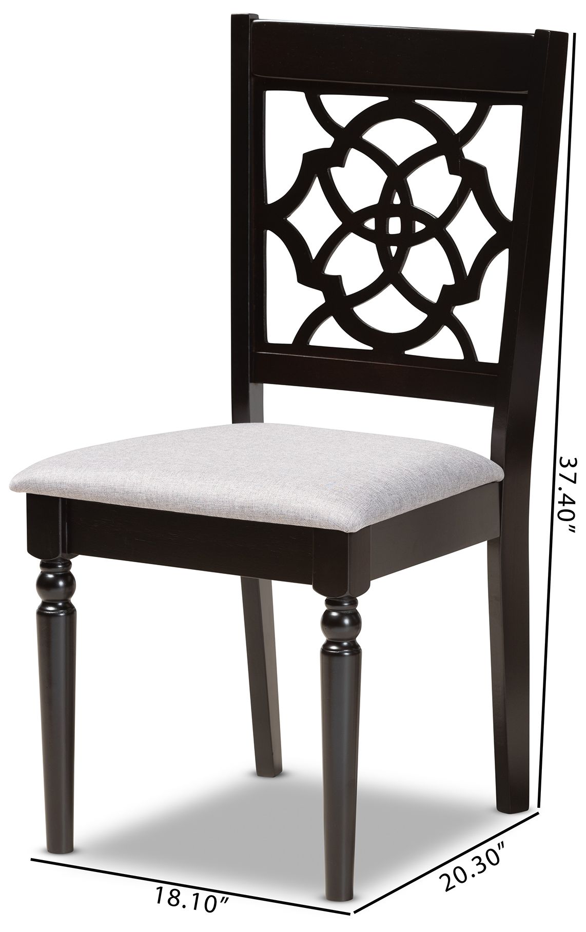 Baxton Studio Renaud Grey Fabric Upholstered Wood 2-Piece Dining Chair Set
