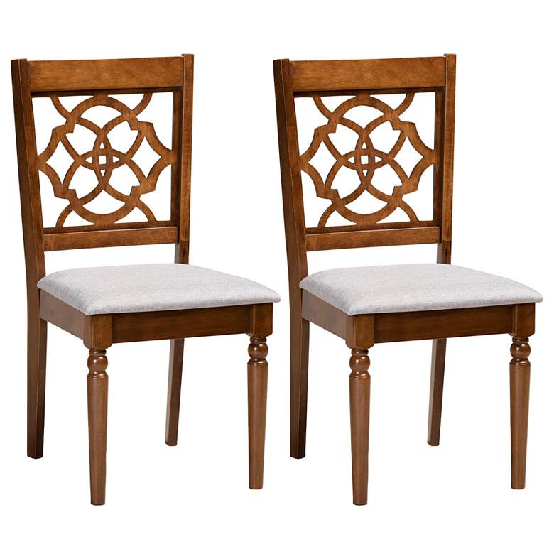 Image 1 Baxton Studio Renaud Grey Fabric Upholstered Wood 2-Piece Dining Chair Set