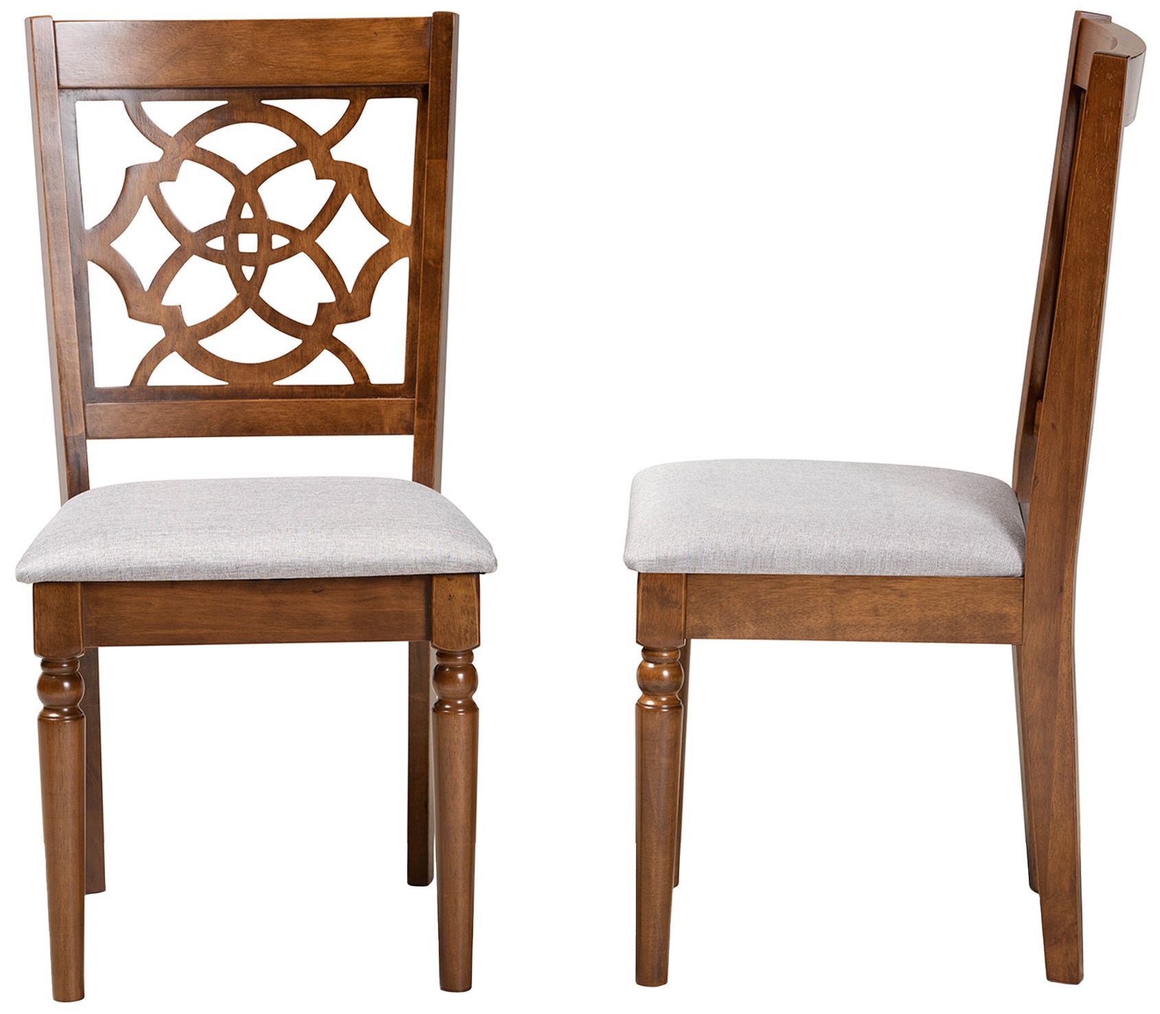 Image 4 Baxton Studio Renaud Grey Fabric Upholstered Wood 2-Piece Dining Chair Set more views