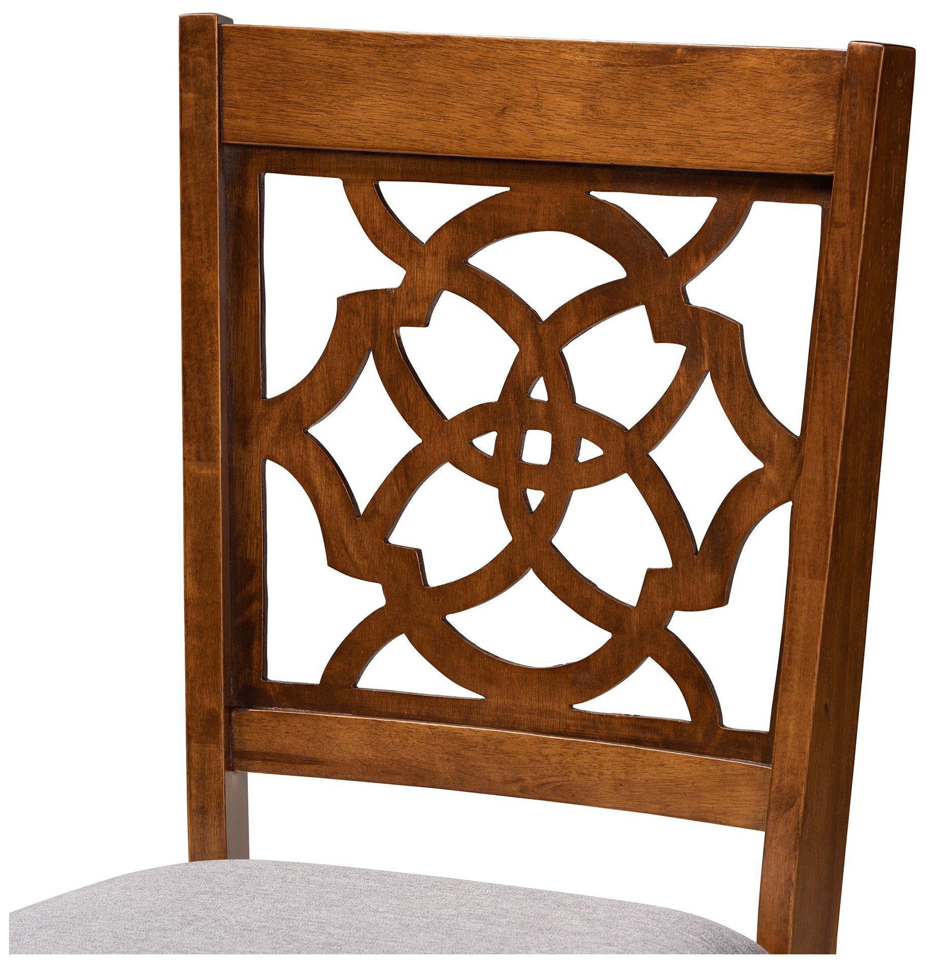 Image 5 Baxton Studio Renaud Grey Fabric Upholstered Wood 2-Piece Dining Chair Set more views