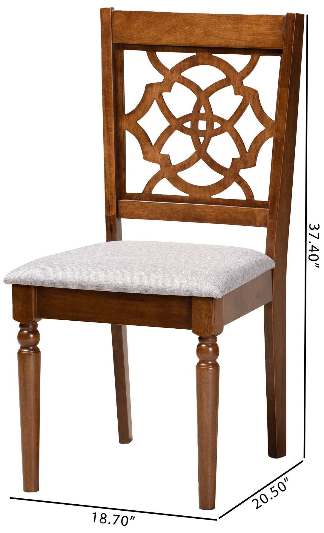 Image 7 Baxton Studio Renaud Grey Fabric Upholstered Wood 2-Piece Dining Chair Set more views