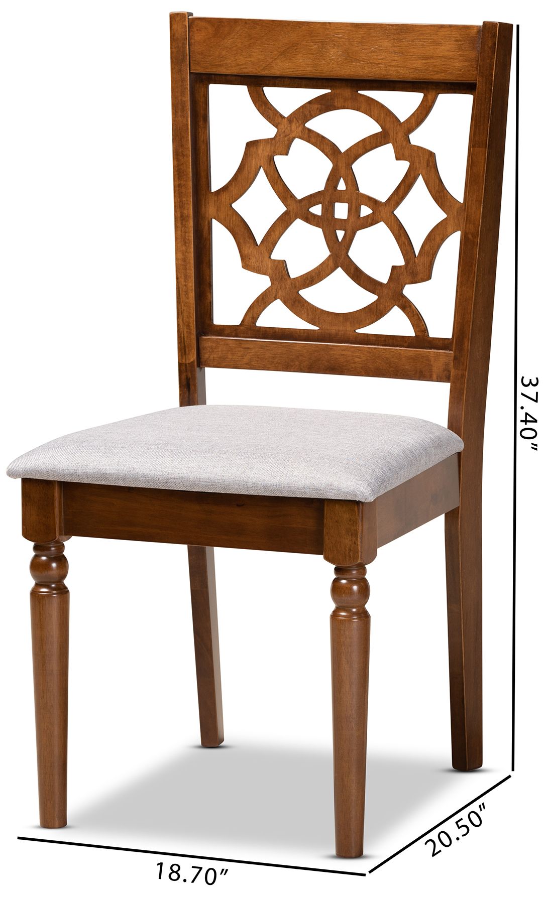 Baxton Studio Renaud Grey Fabric Upholstered Wood 2-Piece Dining Chair Set