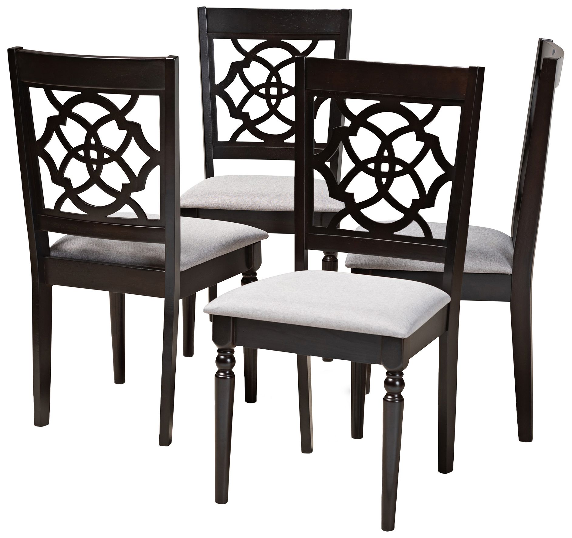 Image 2 Baxton Studio Renaud Grey Fabric Upholstered Wood Dining Chair