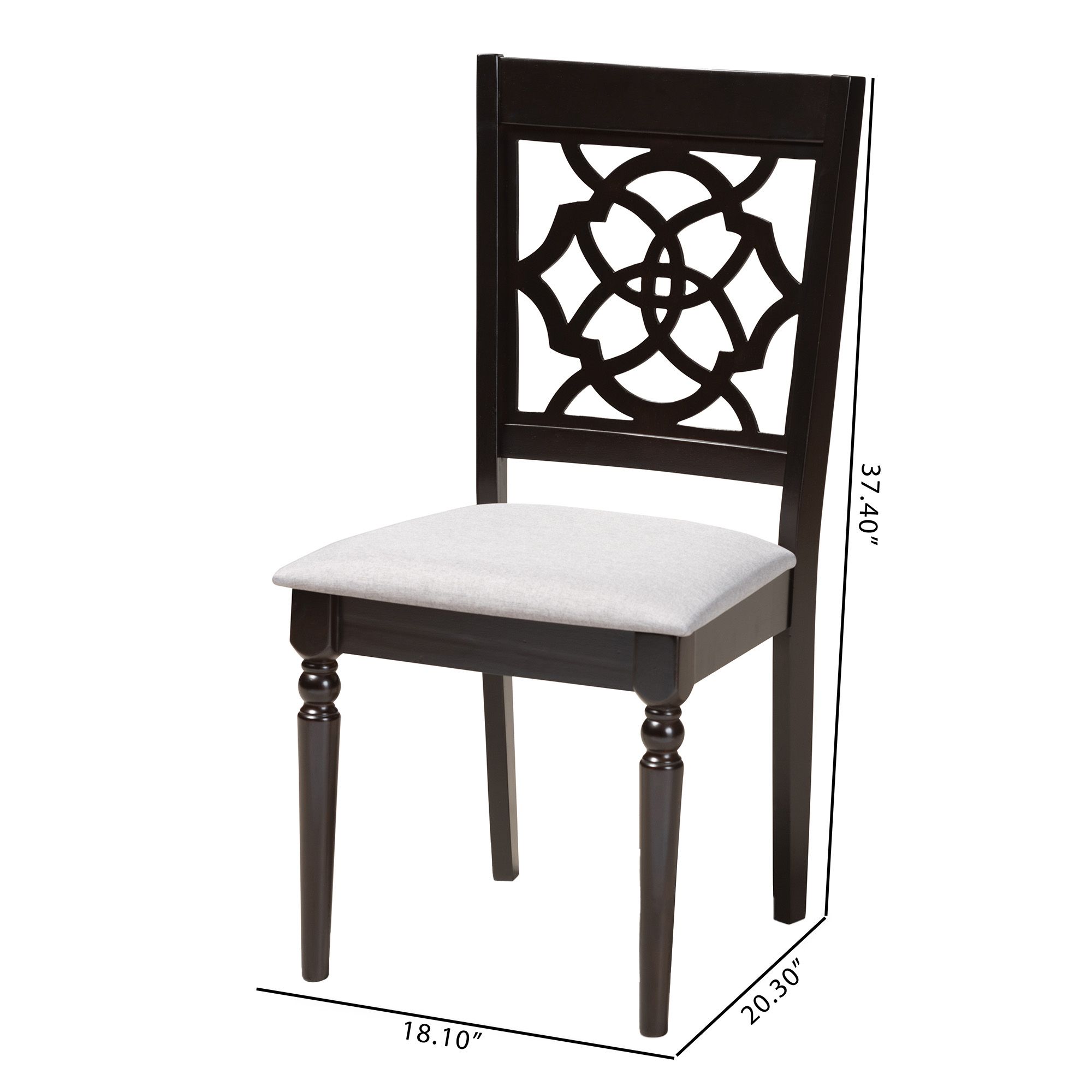 Image 6 Baxton Studio Renaud Grey Fabric Upholstered Wood Dining Chair more views