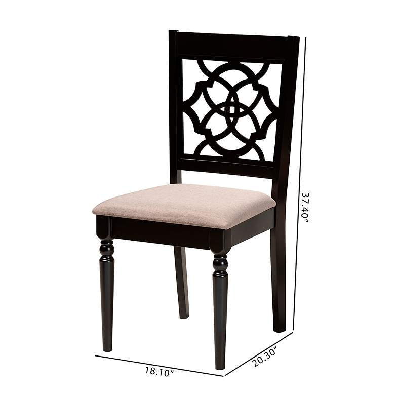 Image 3 Baxton Studio Renaud Sand Fabric Upholstered Wood 2-Piece Dining Chair Set more views