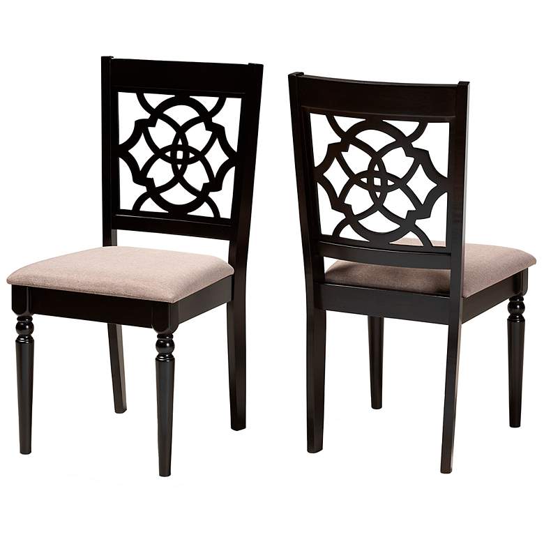Image 4 Baxton Studio Renaud Sand Fabric Upholstered Wood 2-Piece Dining Chair Set more views