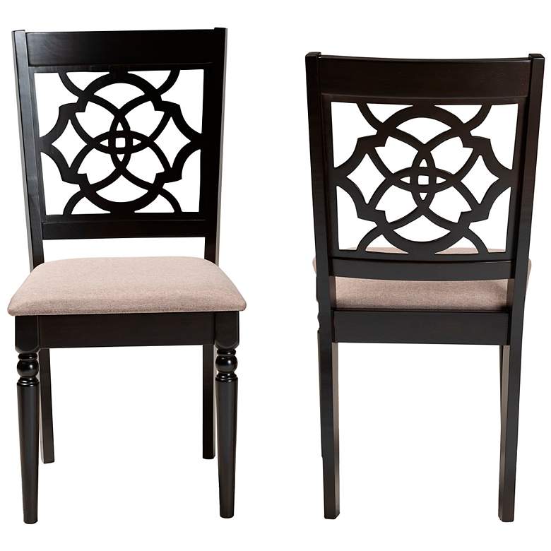Image 5 Baxton Studio Renaud Sand Fabric Upholstered Wood 2-Piece Dining Chair Set more views