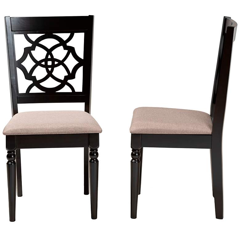 Image 7 Baxton Studio Renaud Sand Fabric Upholstered Wood 2-Piece Dining Chair Set more views