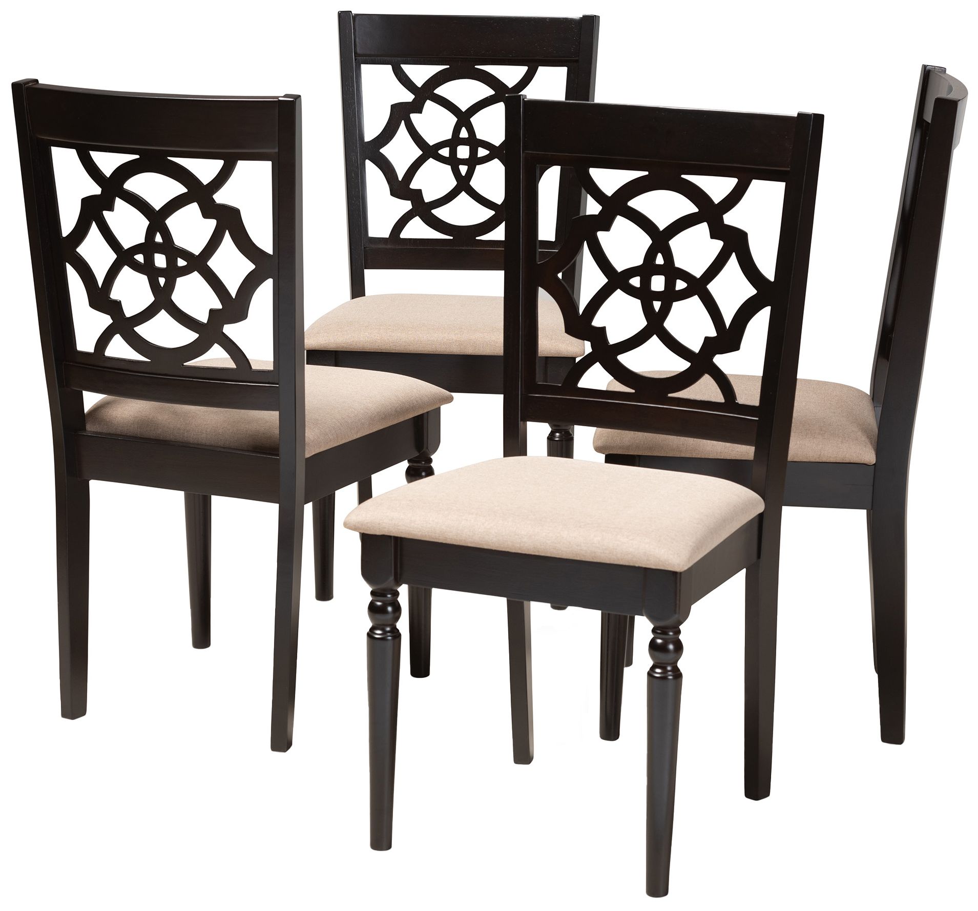 Image 2 Baxton Studio Renaud Sand Fabric Upholstered Wood Dining Chair