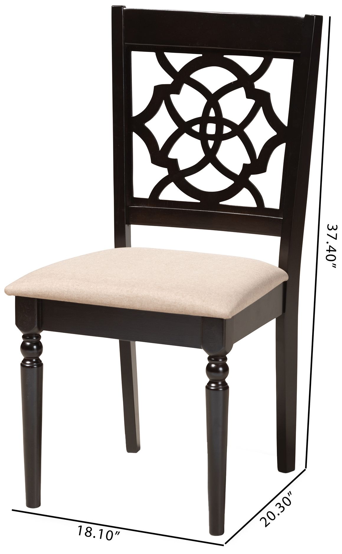 Image 6 Baxton Studio Renaud Sand Fabric Upholstered Wood Dining Chair more views