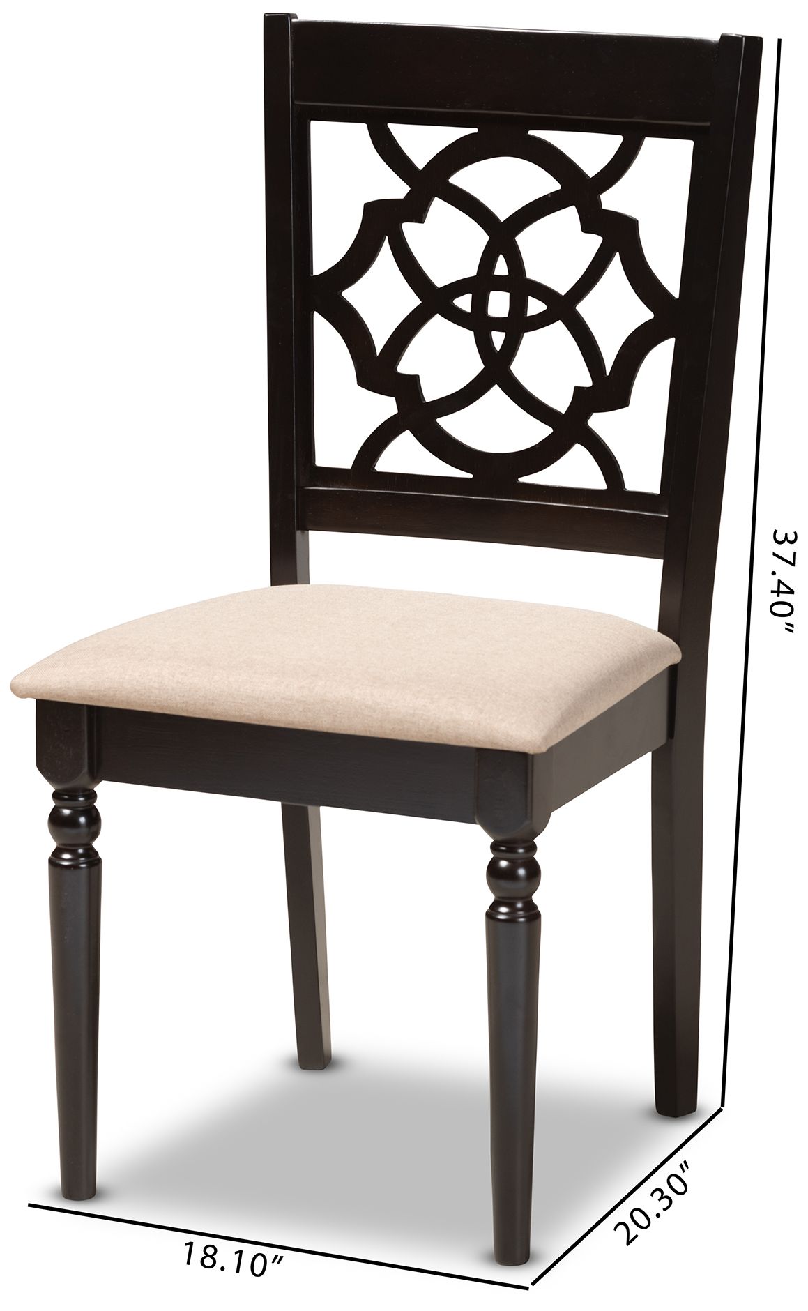 Image 7 Baxton Studio Renaud Sand Fabric Upholstered Wood Dining Chair more views