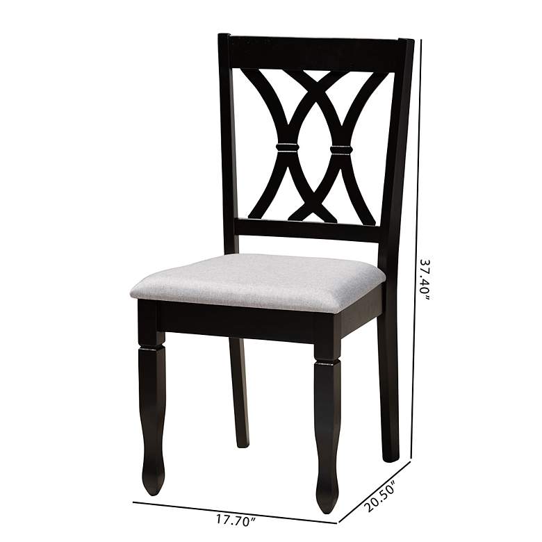 Image 3 Baxton Studio Reneau Grey Fabric Upholstered Wood 2-Piece Dining Chair Set more views