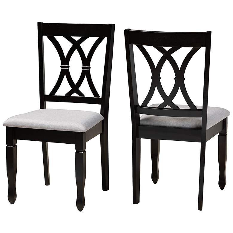 Image 4 Baxton Studio Reneau Grey Fabric Upholstered Wood 2-Piece Dining Chair Set more views
