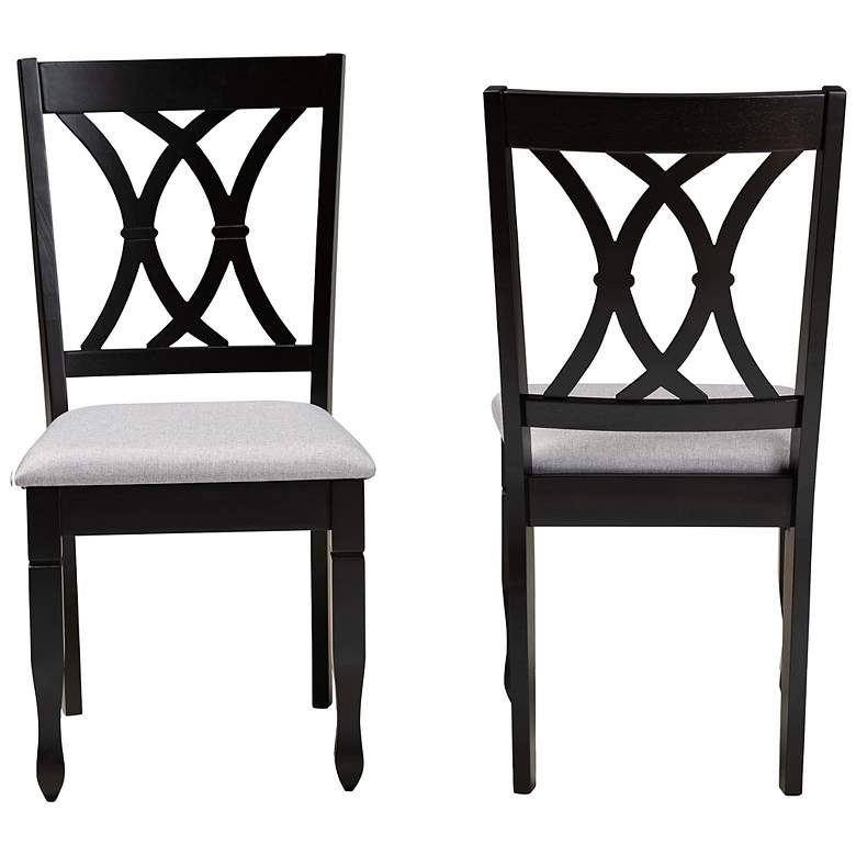 Image 5 Baxton Studio Reneau Grey Fabric Upholstered Wood 2-Piece Dining Chair Set more views