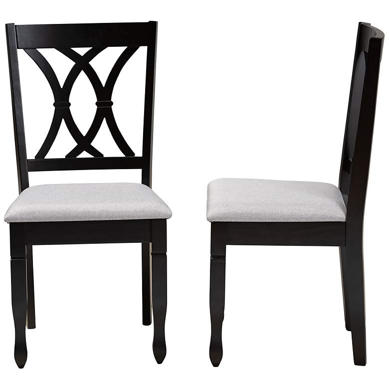 Image 7 Baxton Studio Reneau Grey Fabric Upholstered Wood 2-Piece Dining Chair Set more views