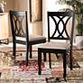 1_Baxton Studio Reneau Sand Fabric Upholstered Wood 2-Piece Dining Chair Set
