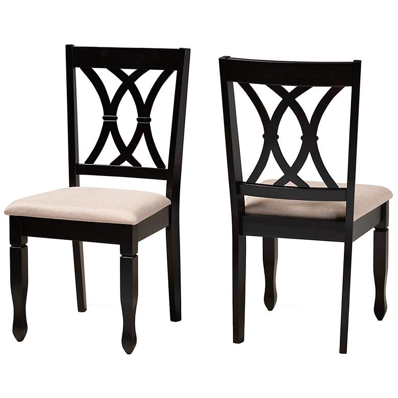 Image 4 Baxton Studio Reneau Sand Fabric Upholstered Wood 2-Piece Dining Chair Set more views