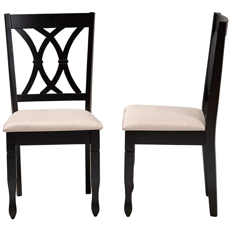 Image 7 Baxton Studio Reneau Sand Fabric Upholstered Wood 2-Piece Dining Chair Set more views