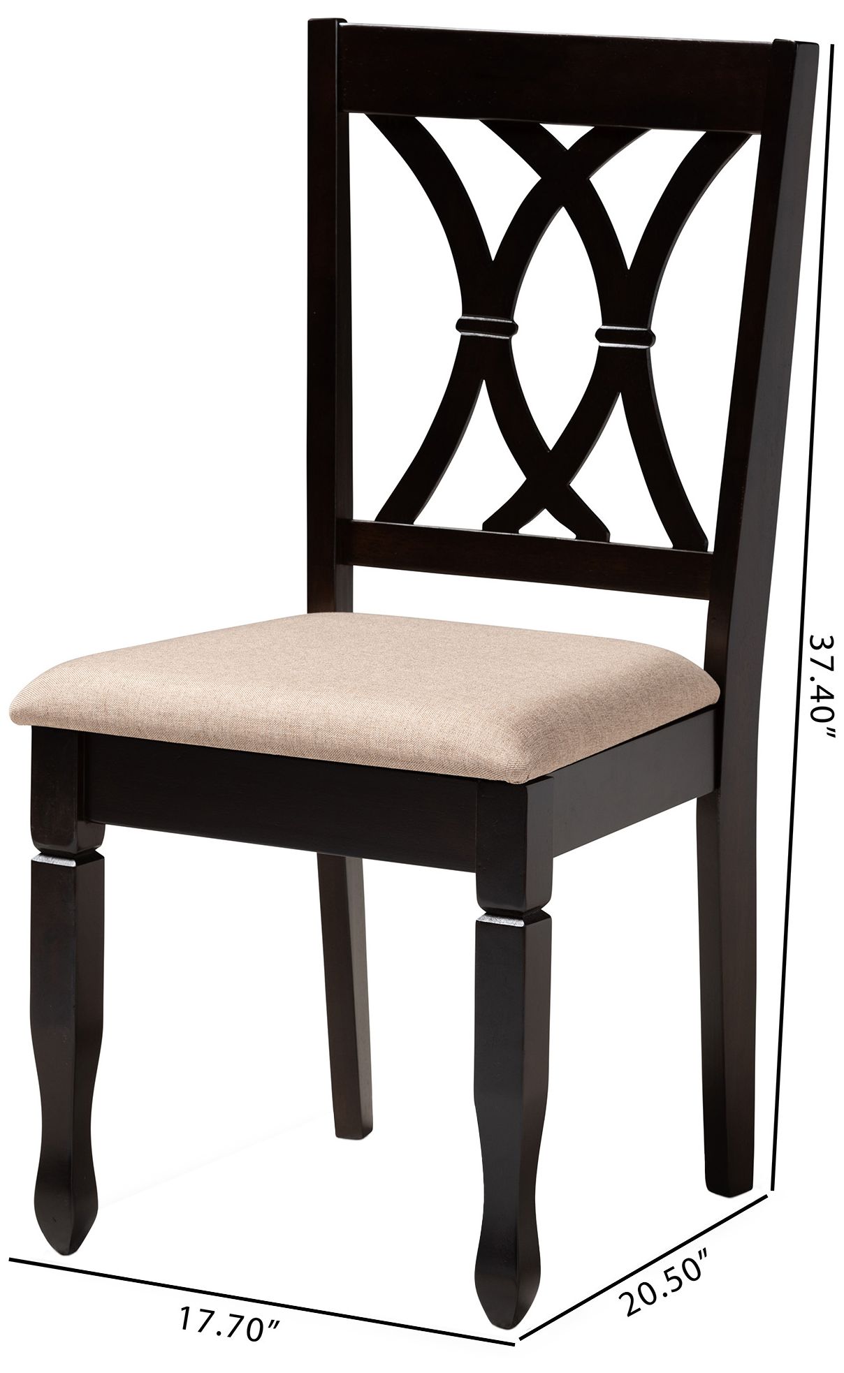 Image 6 Baxton Studio Reneau Sand Fabric Upholstered Wood Dining Chair more views