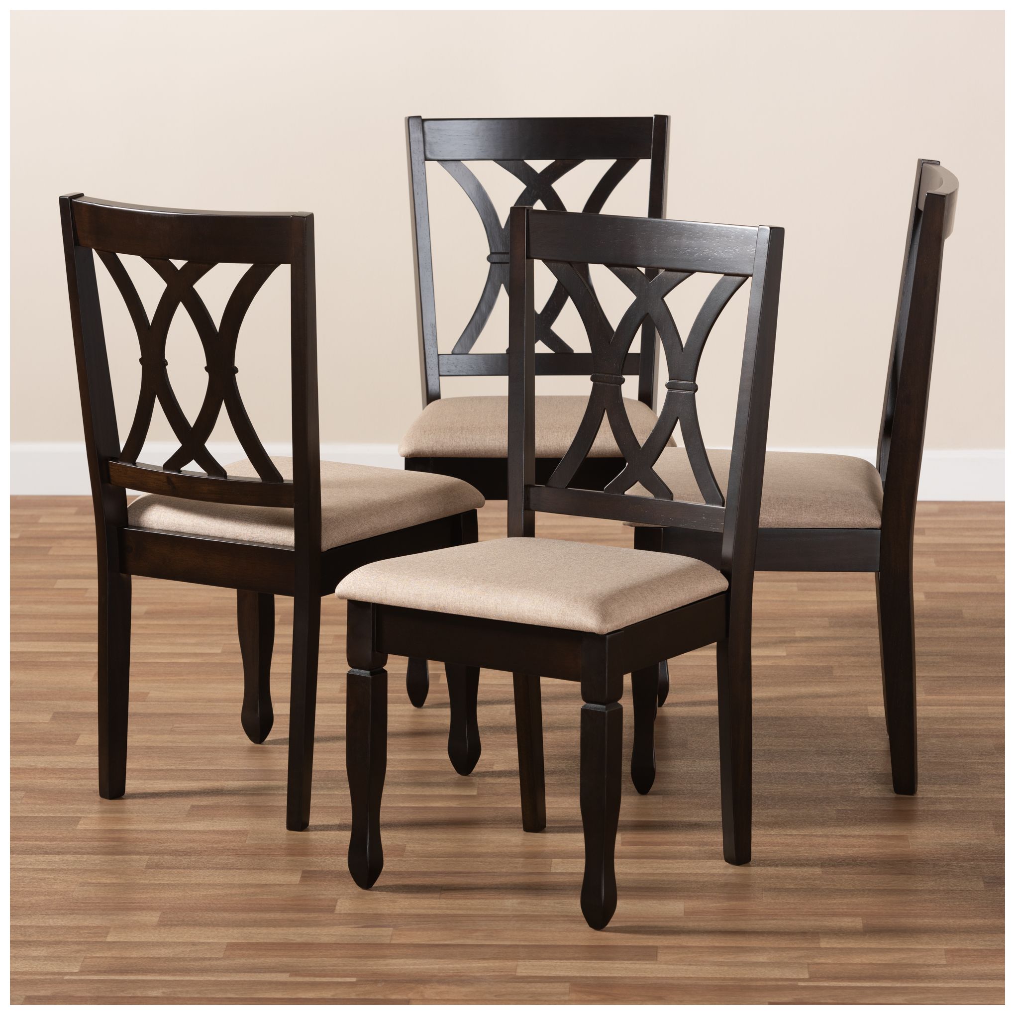 Image 7 Baxton Studio Reneau Sand Fabric Upholstered Wood Dining Chair more views