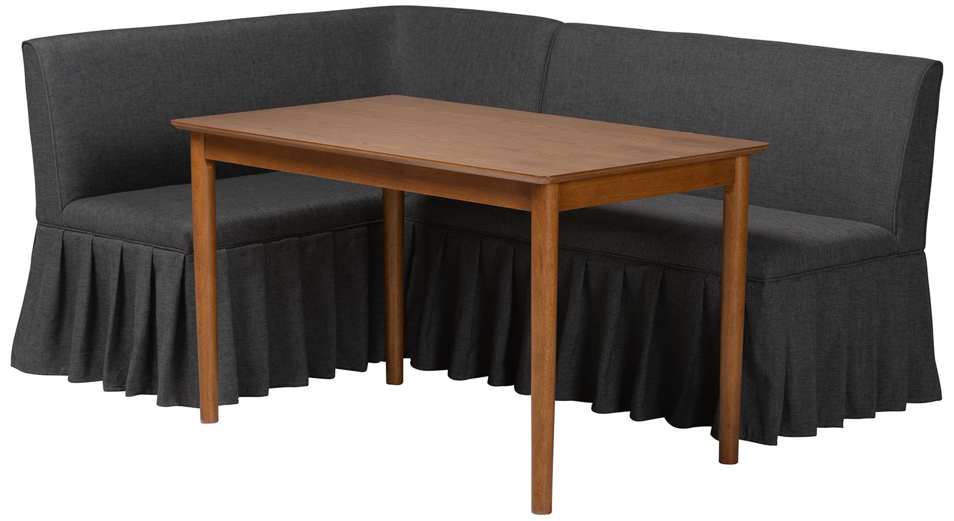 Image 2 Baxton Studio Richard 3 Piece Fabric Upholstered Dining Nook Set, Dark Grey