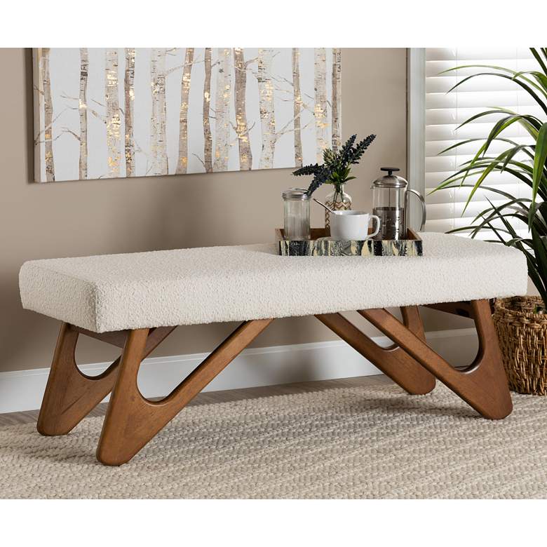 Image 1 Baxton Studio Rika 48 1/2"W Cream Boucle Fabric Accent Bench