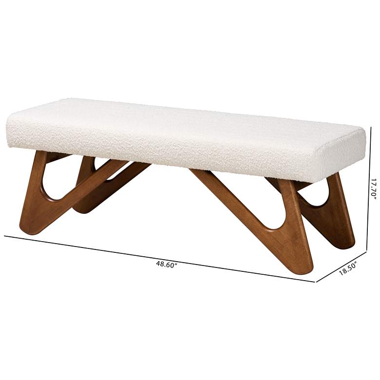 Image 7 Baxton Studio Rika 48 1/2 inchW Cream Boucle Fabric Accent Bench more views