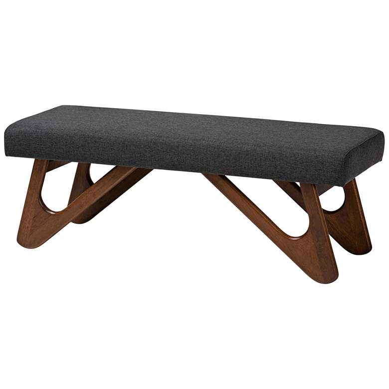 Image 2 Baxton Studio Rika Dark Gray and Walnut Boomerang Bench