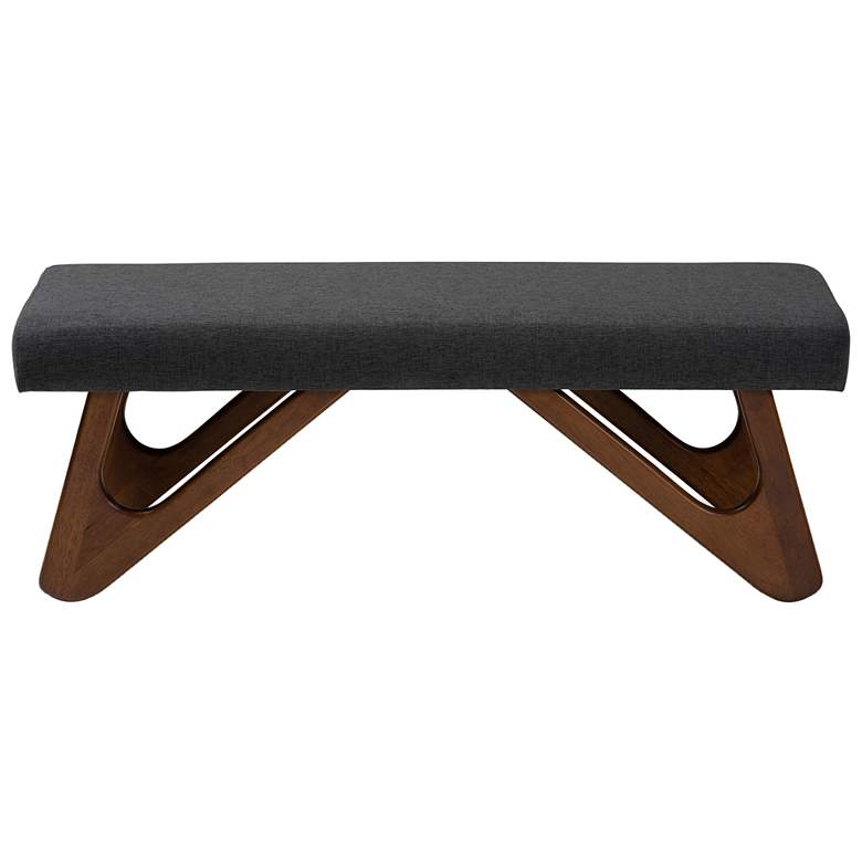 Image 3 Baxton Studio Rika Dark Gray and Walnut Boomerang Bench more views