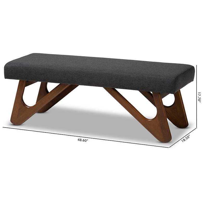 Image 7 Baxton Studio Rika Dark Gray and Walnut Boomerang Bench more views