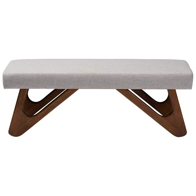 Image 3 Baxton Studio Rika Grayish Beige and Walnut Boomerang Bench more views