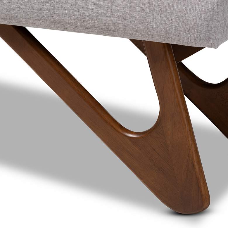 Image 6 Baxton Studio Rika Grayish Beige and Walnut Boomerang Bench more views
