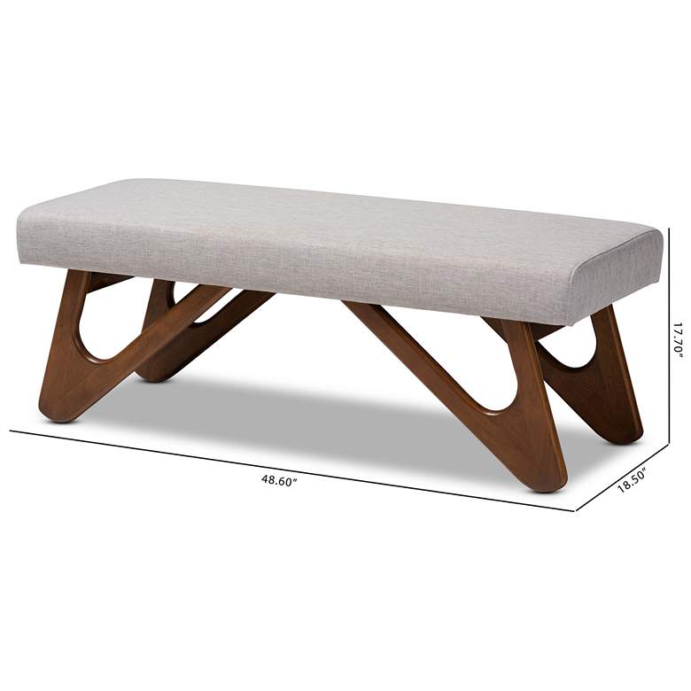Image 7 Baxton Studio Rika Grayish Beige and Walnut Boomerang Bench more views