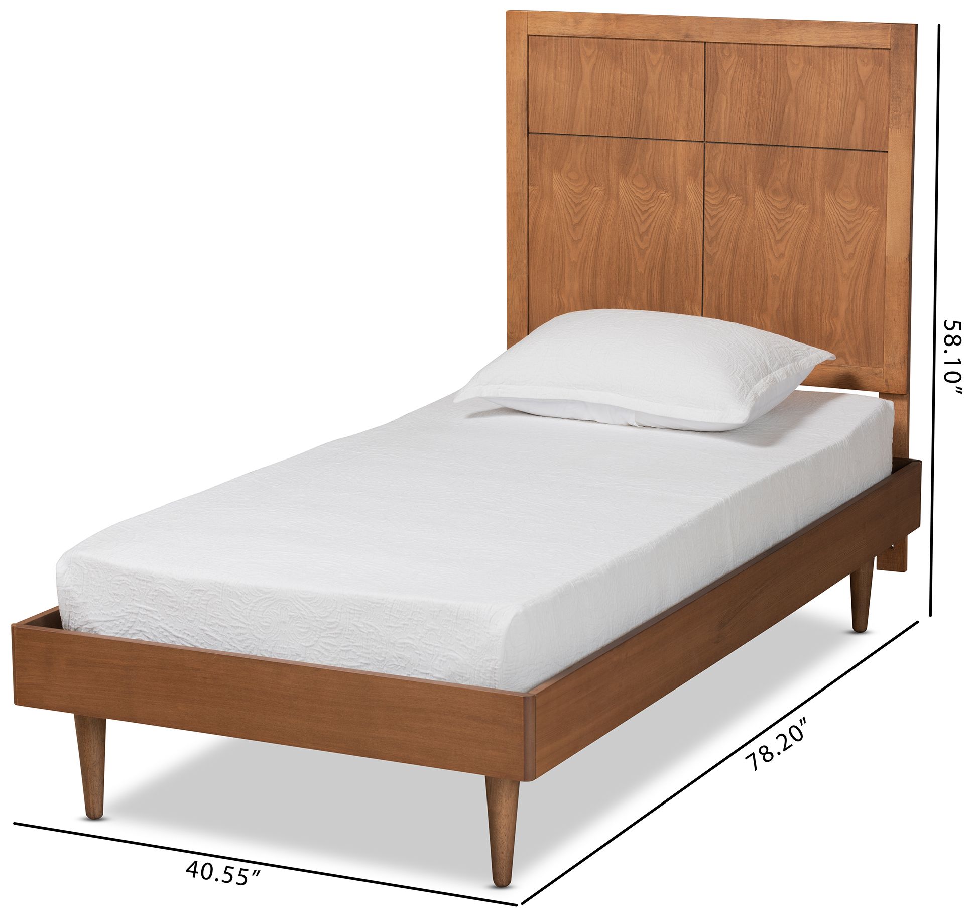 Baxton Studio Rin Walnut Brown Twin Size Platform Bed in scene