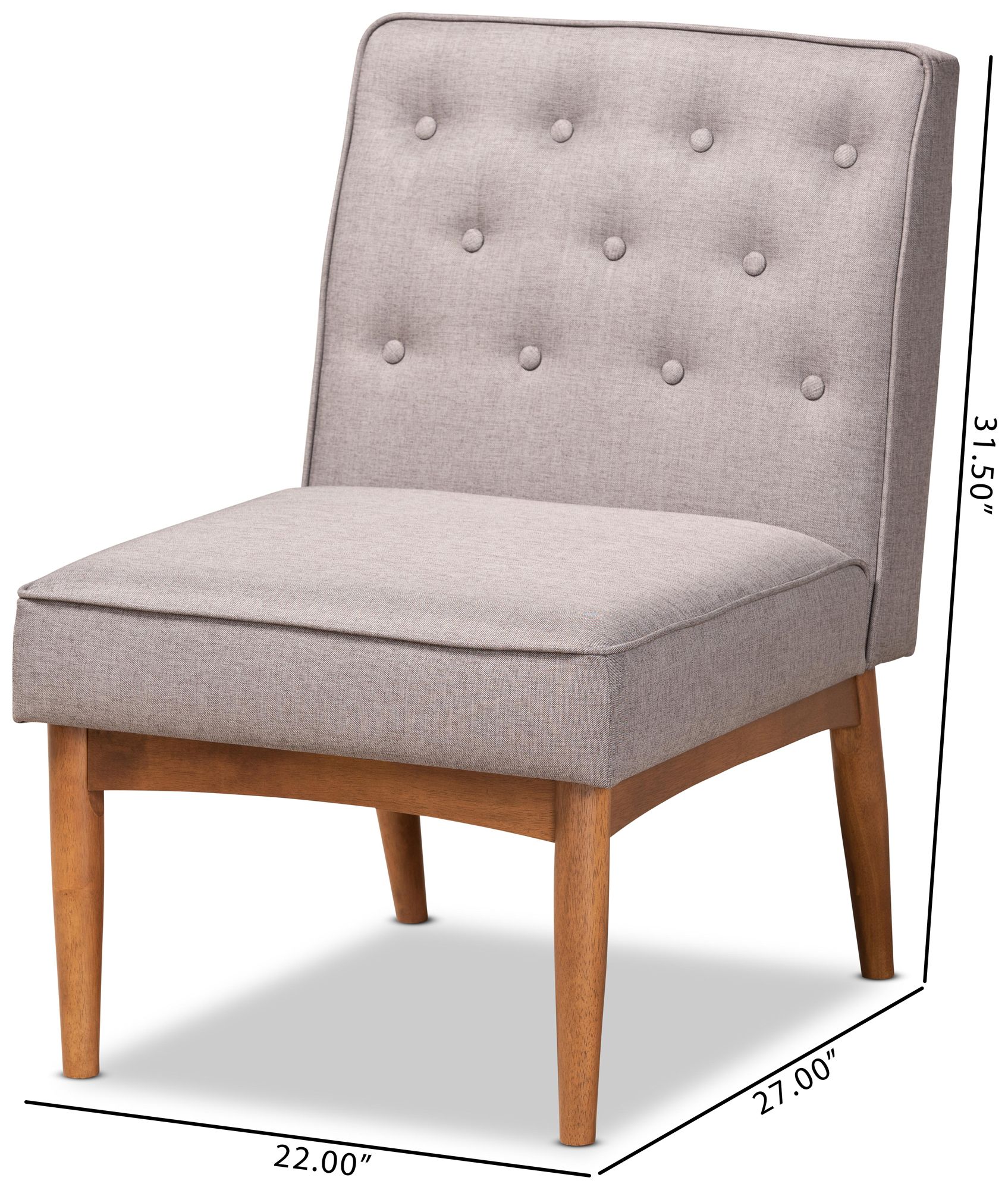 Baxton Studio Riordan Tufted Gray Fabric Dining Chair