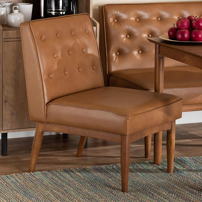 Image 1 Baxton Studio Riordan Tufted Tan Faux Leather Dining Chair