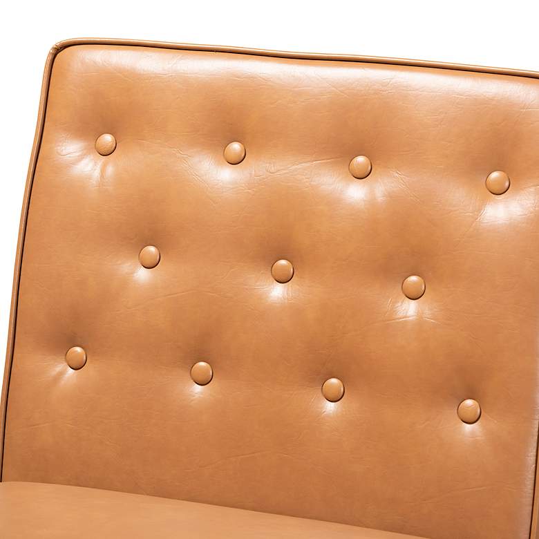 Image 3 Baxton Studio Riordan Tufted Tan Faux Leather Dining Chair more views
