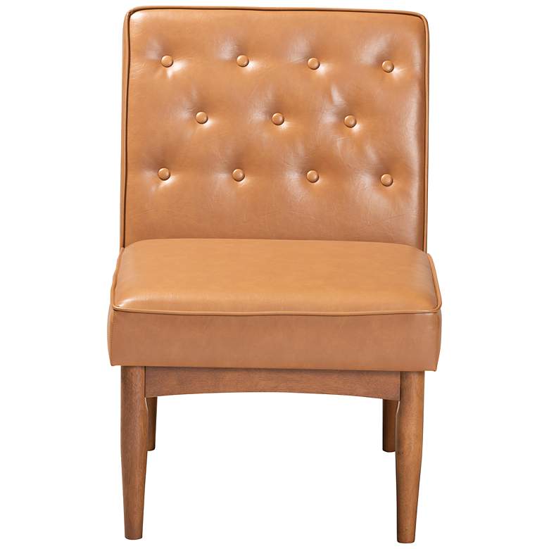 Image 5 Baxton Studio Riordan Tufted Tan Faux Leather Dining Chair more views