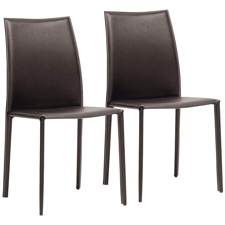 Image 1 Baxton Studio Rockford Taupe Bonded Leather Dining Chair Set of 2