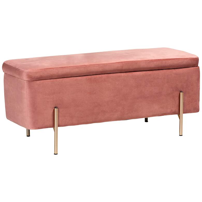 Image 2 Baxton Studio Rockwell Blush Pink Velvet Storage Bench