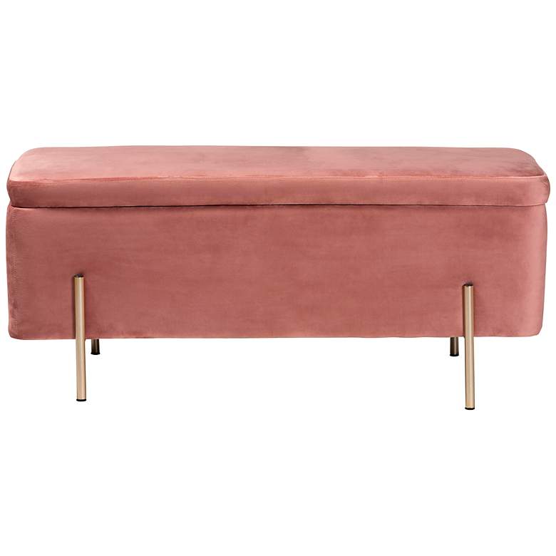 Image 6 Baxton Studio Rockwell Blush Pink Velvet Storage Bench more views