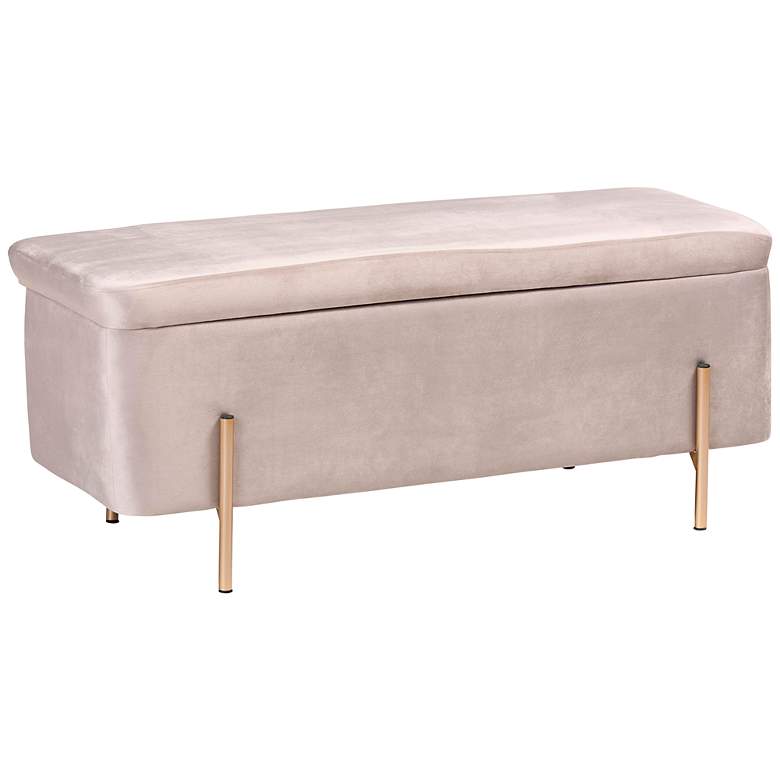 Image 2 Baxton Studio Rockwell Gray Velvet Storage Bench